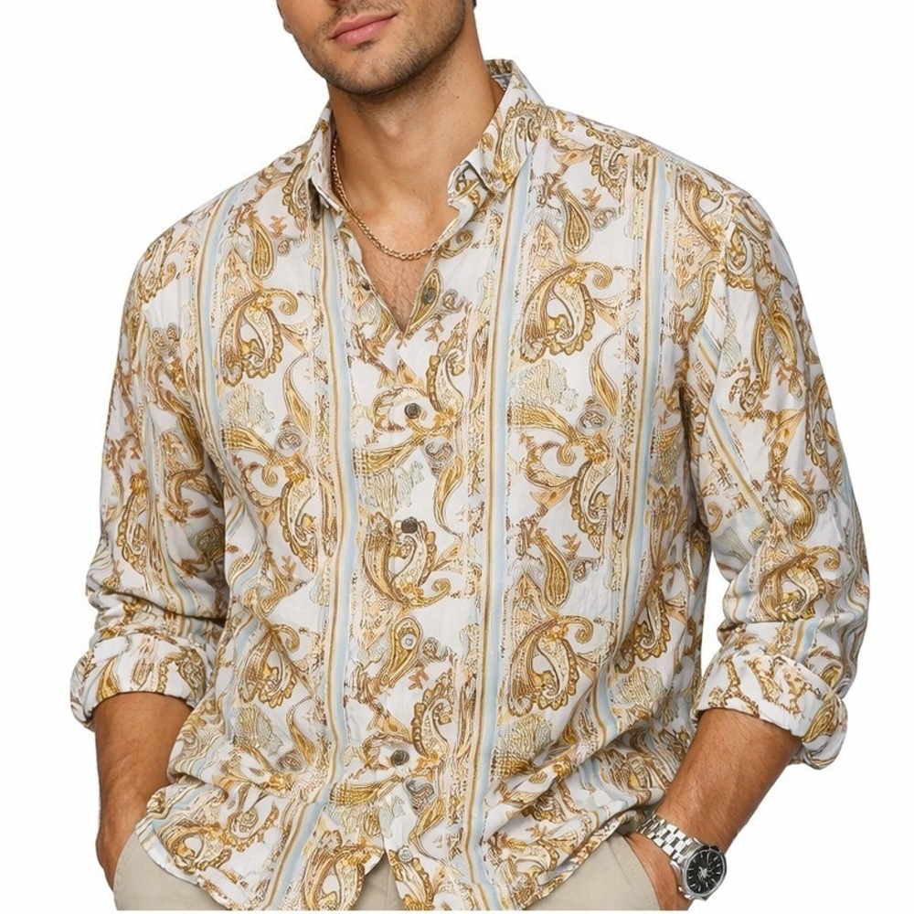 Tommy Bahama Button Down Shirt Men XL White Blue Paisley Tencel Cotton 91-T32469